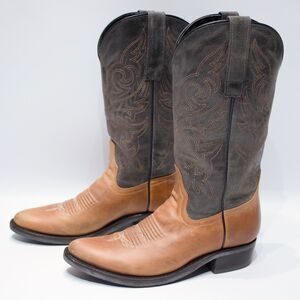 Masterson Boot Co. Brown & Black Leather Western Boots Mexico RB07442 Women Sz 8